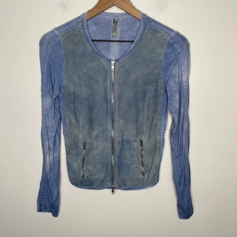 Roncarati Lambskin Leather Jacket Womens Size 40 US Size 2-4 Blue Italian Luxury